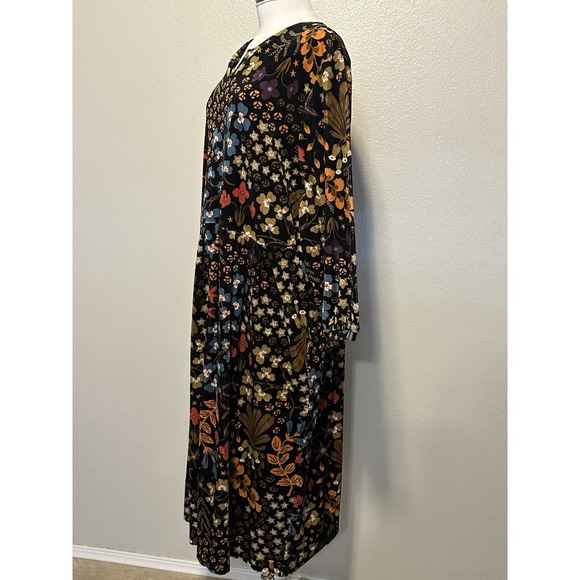 Gudrun Sjoden Dress Katla Black Floral Velour Maxi Midi Dress Size XXL - Picture 9 of 14